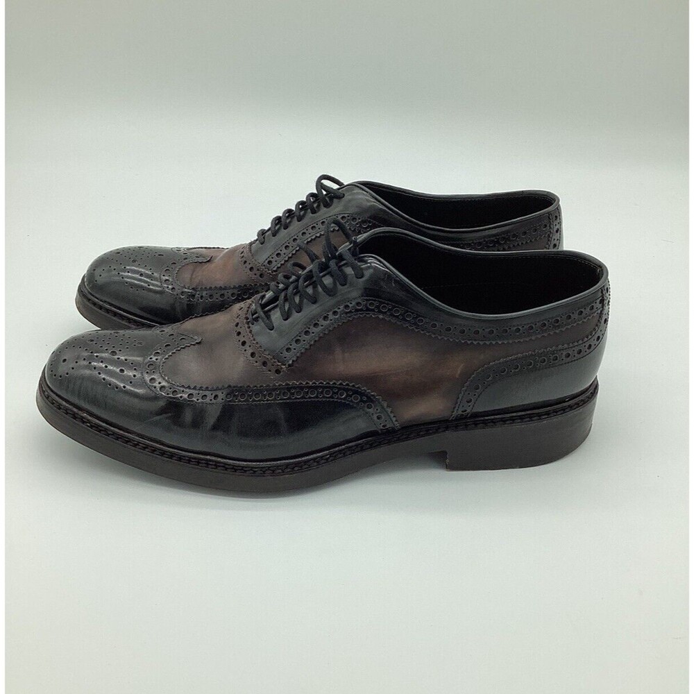 MAX VERRE Neopolis Dress Shoes Burnished Leather Brogue Wingtip Derby 10.5 Italy